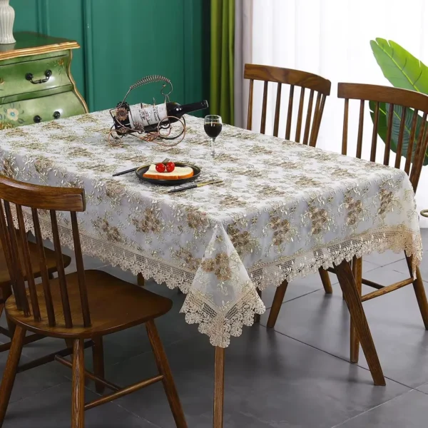 Battilo-Toalha De Mesa De Renda Bordada Retangular - Imagem 2