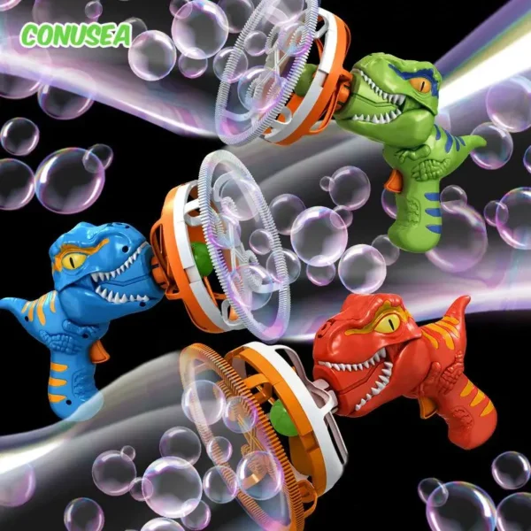 2 em 1 dinossauro bolha de sabão elétrica bolha arma - Imagem 2