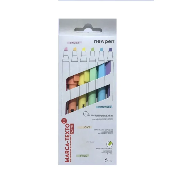 Caneta Marca Texto Pastel ou Neon 6 unidades Newpen - Imagem 2