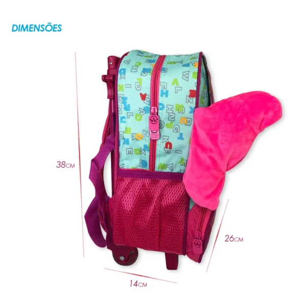 Mochila Infantil Escolar Borboleta Rodinha Rosa - Imagem 3
