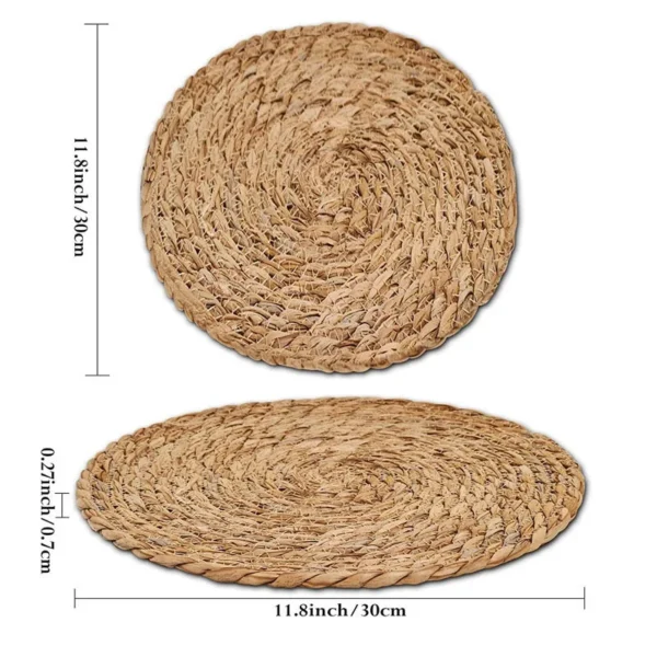Tapetes de pote tecidos à mão, placemats redondos de isolamento térmico, tapetes de mesa tecidos naturais para jantar, casa - Imagem 3