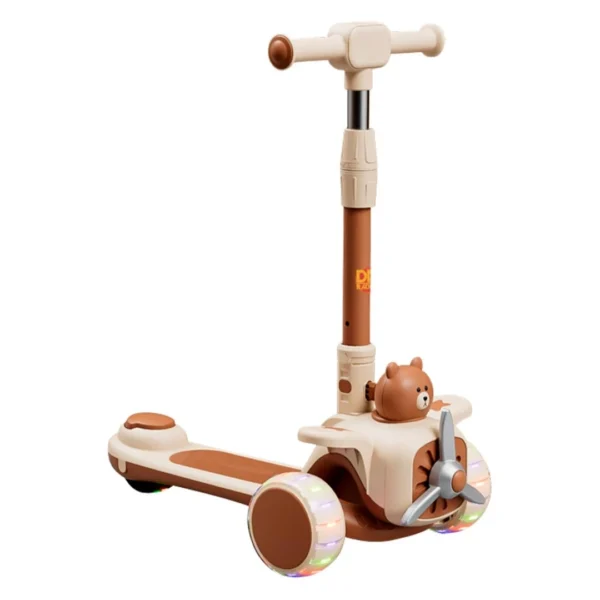 Patinete Aviãozinho Feliz Infantil 3 Rodas Dobrável com Luz Led Som DM Toys