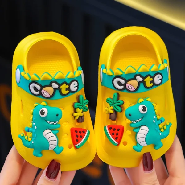 chinelos crianças sandálias macio anti-skid dos desenhos animados dinossauro diy - Imagem 2