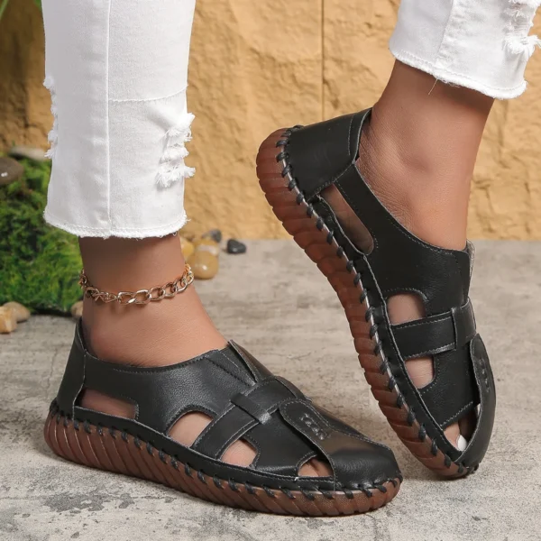 Sola macia sandálias femininas verão apartamentos confortáveis antiderrapantes mocassins respirável - Imagem 15