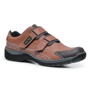 Sapatenis Masculino em Couro Marrom Tenis Velcro Casual VL1 New Fox