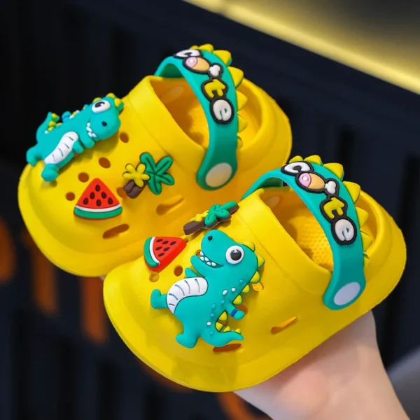 chinelos crianças sandálias macio anti-skid dos desenhos animados dinossauro diy - Imagem 6