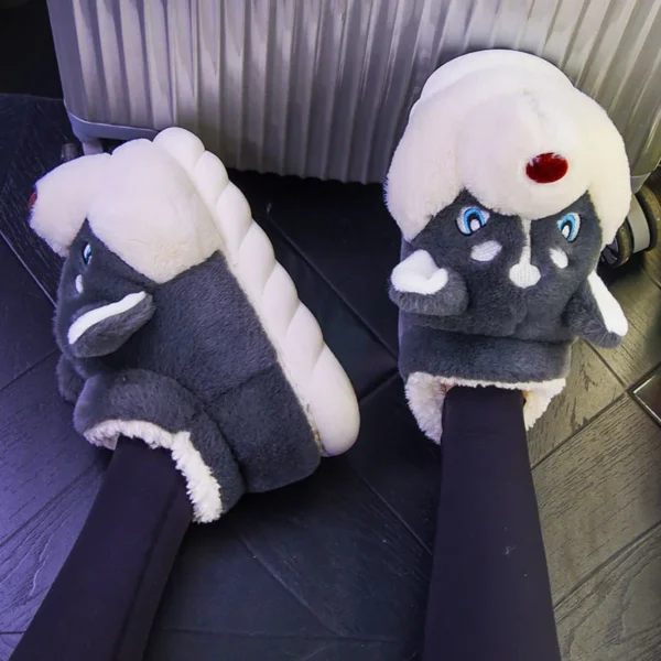 Chinelos de algodão interior para mulheres, Cão bonito dos desenhos animados - Imagem 8