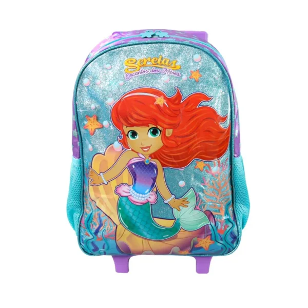 Mochila de Rodinhas Escolar Sereia Encanto dos Mares - Imagem 6