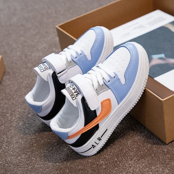 Sapatos esportivos com botão giratório para crianças, malha respirável - Imagem 4