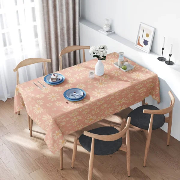 Modern Retro Tablecloth with Flower Print Perfect for Dining