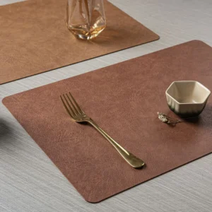 Lados duplos de couro cozinha individual mesa placemats resistente ao calor tapete de mesa de jantar para pratos copo porta-copos escorredor de prato