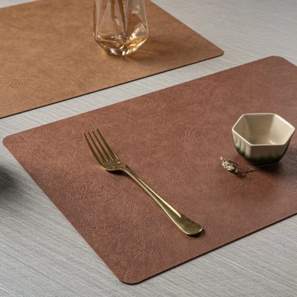 Lados duplos de couro cozinha individual mesa placemats resistente ao calor tapete de mesa de jantar para pratos copo porta-copos escorredor de prato