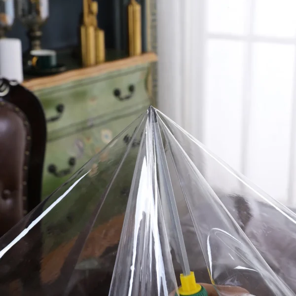Toalha de mesa impermeável pvc transparente macio laço branco bordado à prova de óleo - Imagem 5