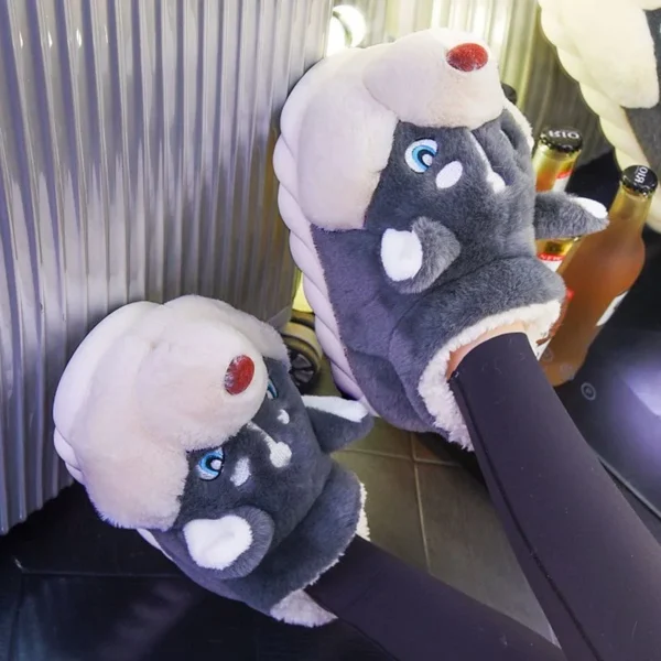 Chinelos de algodão interior para mulheres, Cão bonito dos desenhos animados - Imagem 9