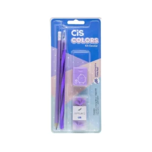 Kit Material Escolar Lilás CiS Colors Lápis Caneta Borracha Apontador