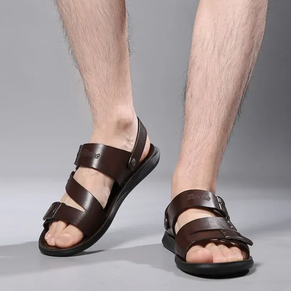 Sandálias masculinas simples cor sólida couro do plutônio - Imagem 11