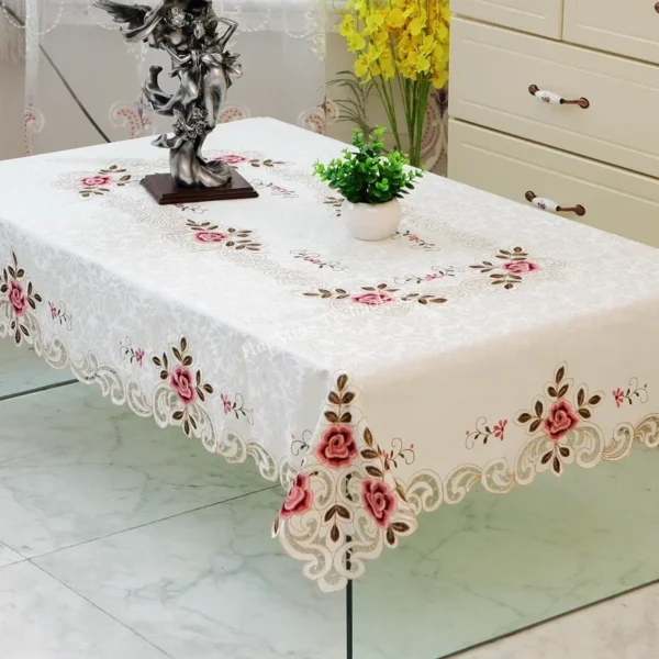 Toalha de mesa para mesa europa jardim elegante bordado - Imagem 4