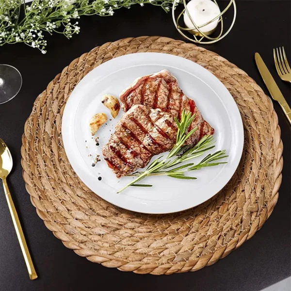 Tapetes de pote tecidos à mão, placemats redondos de isolamento térmico, tapetes de mesa tecidos naturais para jantar, casa - Imagem 4