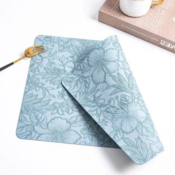 Tapete de mesa de couro almofada individual placemats coaster antiderrapante suporte para canecas copos titular tapete de café para pratos mesa de jantar - Imagem 3
