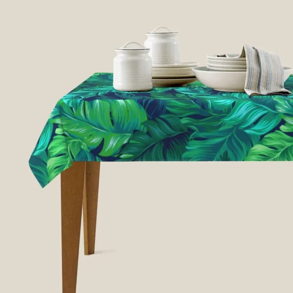 Folhas havaianas tropicais turquesa padrão de folhas toalhas de mesa verão lavável - Imagem 7