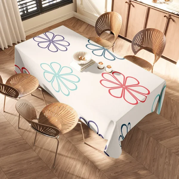 Mesa de jantar moderna com toalha de mesa impressa em flores Conjunto de cadeiras de madeira elegantes para refeições familiares - Imagem 2