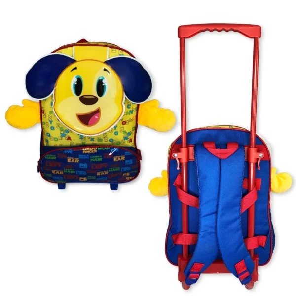 Mochila Infantil Escolar Cachorro Rodinha Amarela - Imagem 2