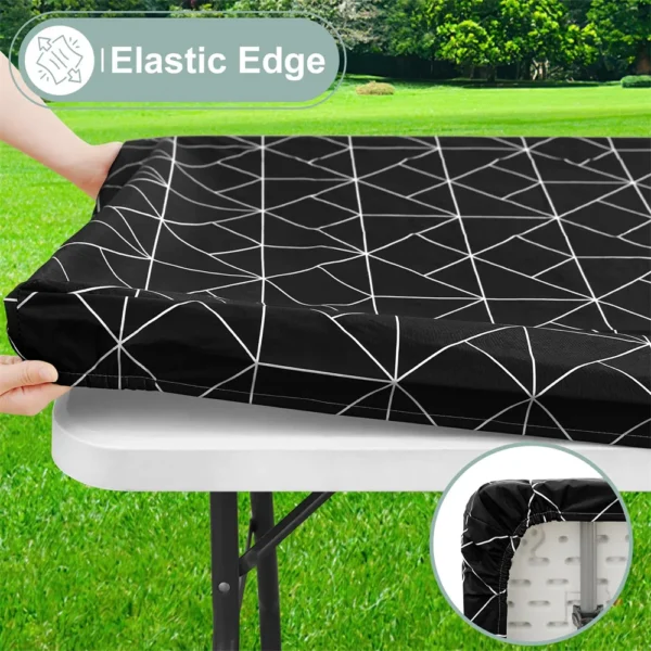 Kitinjoy retângulo capa de mesa 30x72 polegada elástica à prova de água - Imagem 3