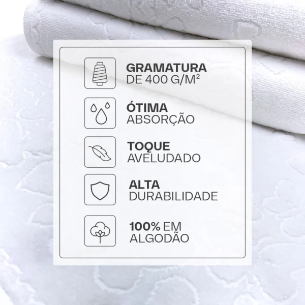 Jogo de Toalhas Banho e Rosto Romance 100 Algodão Aveludada Dohler - Imagem 3