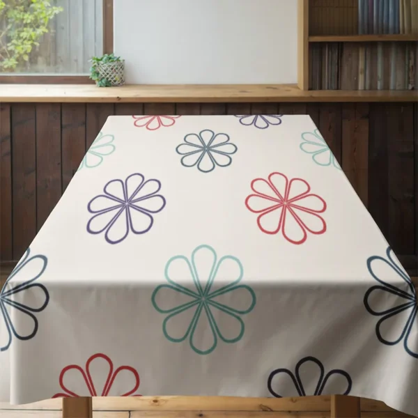 Mesa de jantar moderna com toalha de mesa impressa em flores Conjunto de cadeiras de madeira elegantes para refeições familiares - Imagem 4