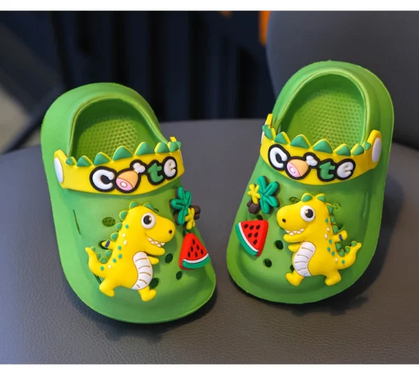 chinelos crianças sandálias macio anti-skid dos desenhos animados dinossauro diy - Imagem 10