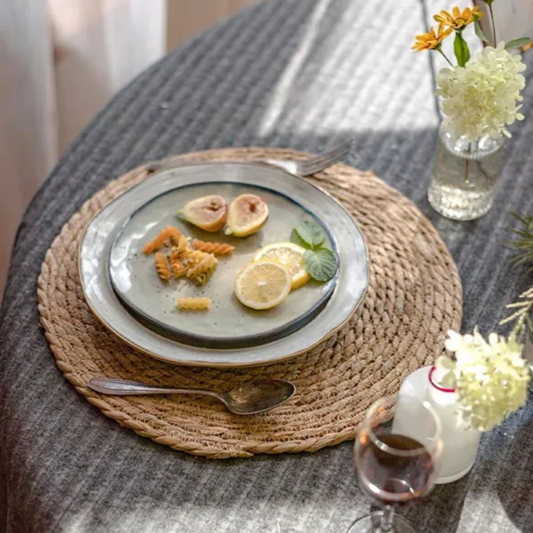 Tapetes de pote tecidos à mão, placemats redondos de isolamento térmico, tapetes de mesa tecidos naturais para jantar, casa - Imagem 5