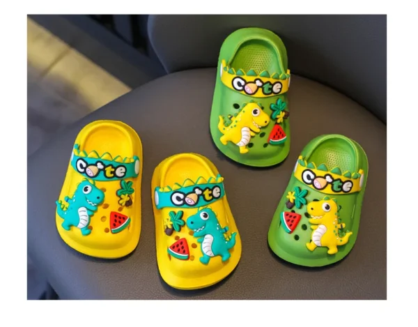 chinelos crianças sandálias macio anti-skid dos desenhos animados dinossauro diy - Imagem 9