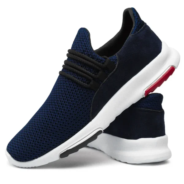 Tenis Marinho Caminhada Masculino Vermelho Esportivo Academia Preto Passeio Esporte Branco - Imagem 2