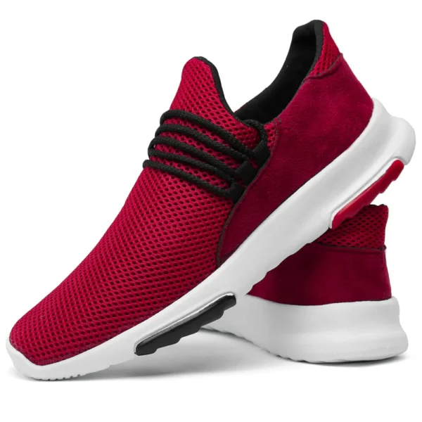 Tenis Marinho Caminhada Masculino Vermelho Esportivo Academia Preto Passeio Esporte Branco - Imagem 6